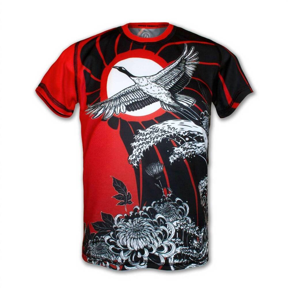 NEW INKNBURN men's moonlit crane tech shirt in red